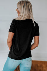 Black NASHVILLE Music City Graphic Print Short Sleeve Top Graphic Tees JT's Designer Fashion