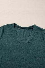 Mist Green Solid Color Long Sleeve V Neck Top Long Sleeve Tops JT's Designer Fashion