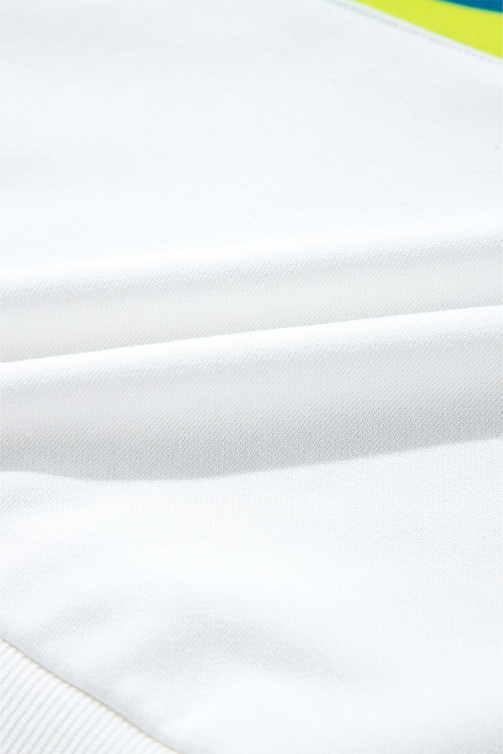 White Colorful Striped Accent Long Sleeve T Shirt Long Sleeve Tops JT's Designer Fashion