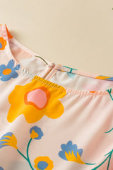 White Floral Cropped Tank and Frilly High Waist Shorts Short Sets JT's Designer Fashion