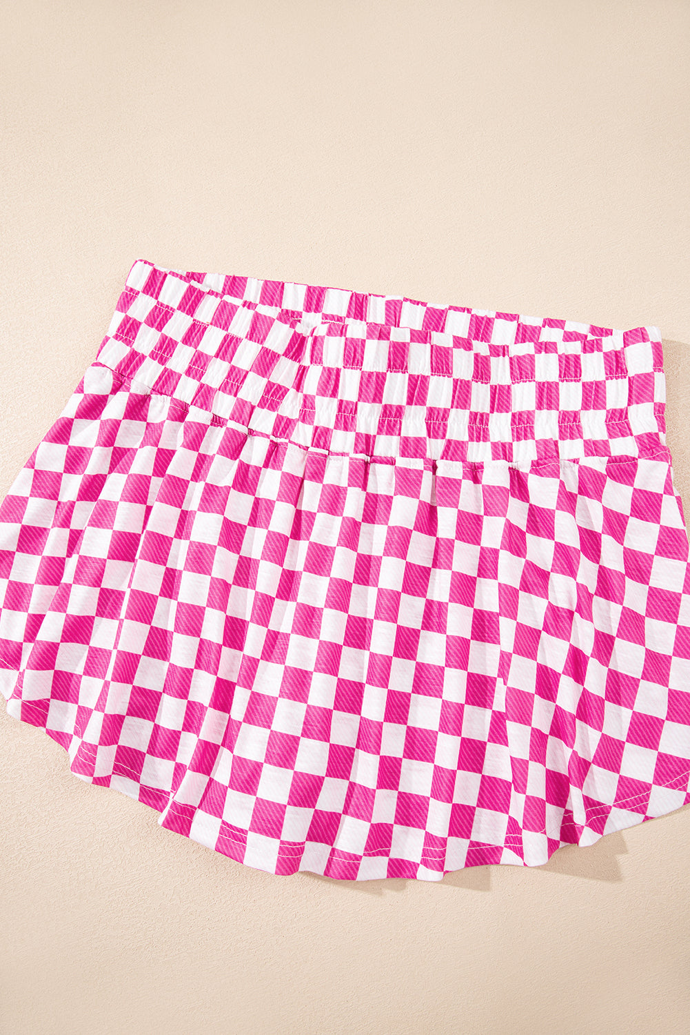 Pink Checkerboard T Shirt and High Waist Skorts 2 Piece Outfit Short Sets JT's Designer Fashion