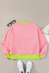 Pink Colorblock Bubble Sleeve Sweatshirt Sweatshirts & Hoodies JT's Designer Fashion