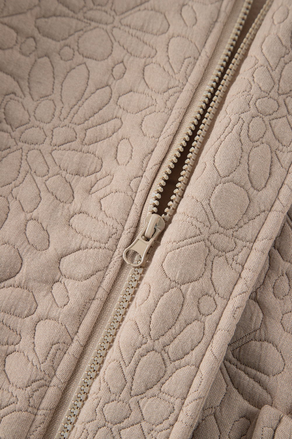 Light French Beige Floral Quilted Jacket Jackets JT's Designer Fashion