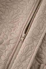 Light French Beige Floral Quilted Jacket Jackets JT's Designer Fashion