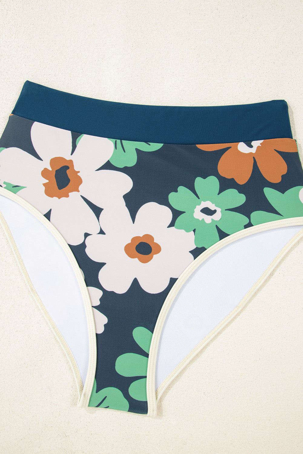 Blue Flower Zip up Racerback High Waisted Bikini Bikinis JT's Designer Fashion