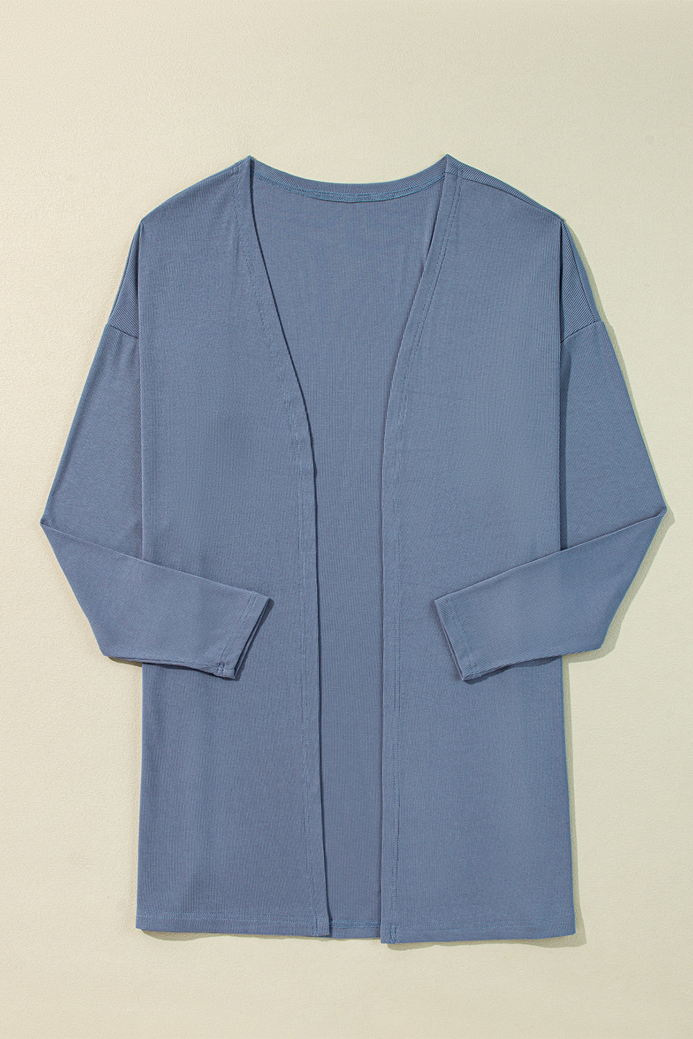 Ashleigh Blue Solid Color Rib Knit Open Front Tunic Cardigan Cardigans JT's Designer Fashion