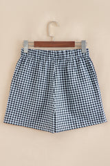 Black Gingham Printed High Waist Shorts Casual Shorts JT's Designer Fashion
