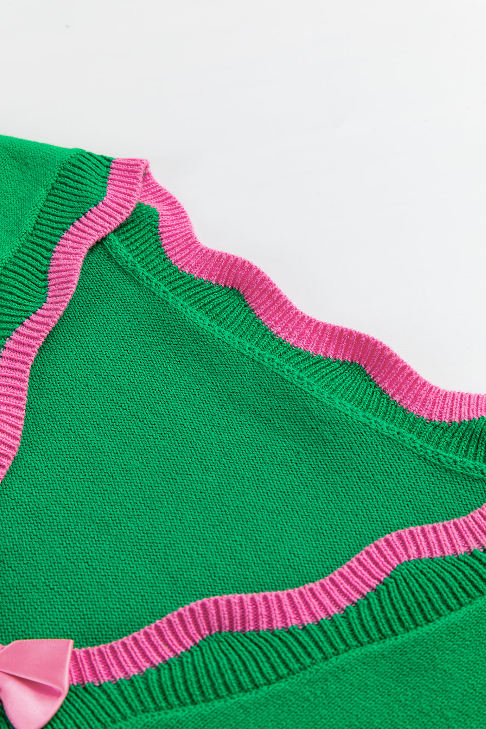 Green Stripe Ribbon Cute Bow Detail Sweater Knit Cardigan Cardigans JT's Designer Fashion