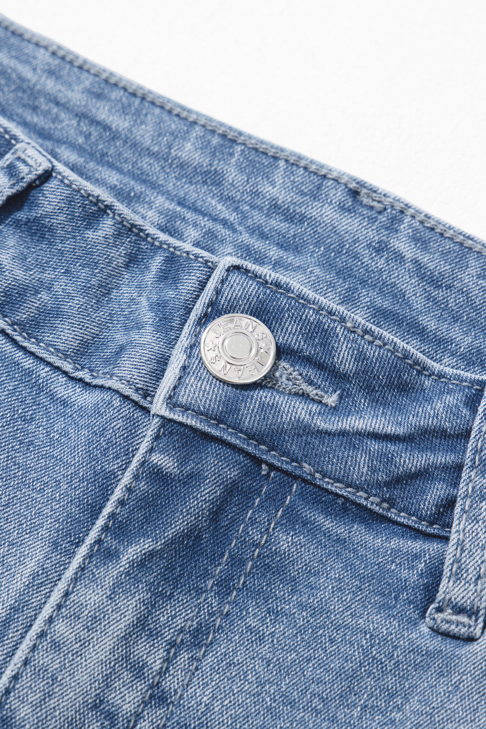 Beau Blue Vintage Stitching Raw Hem Flared Jeans Jeans JT's Designer Fashion