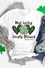 White Heart Leopard Clover Slogan Letters Graphic Tee Graphic Tees JT's Designer Fashion