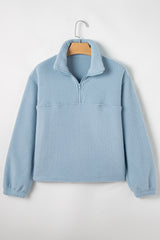 Myosotis Collared Zipper Drop Shoulder Fleece Sweatshirt Sweatshirts & Hoodies JT's Designer Fashion