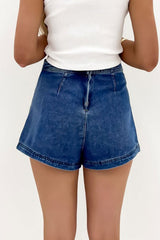 Ashleigh Blue Faux Wrapped Mini Denim Skort Denim Shorts JT's Designer Fashion