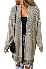 Apricot Plaid Knitted Long Open Front Cardigan Sweaters & Cardigans JT's Designer Fashion
