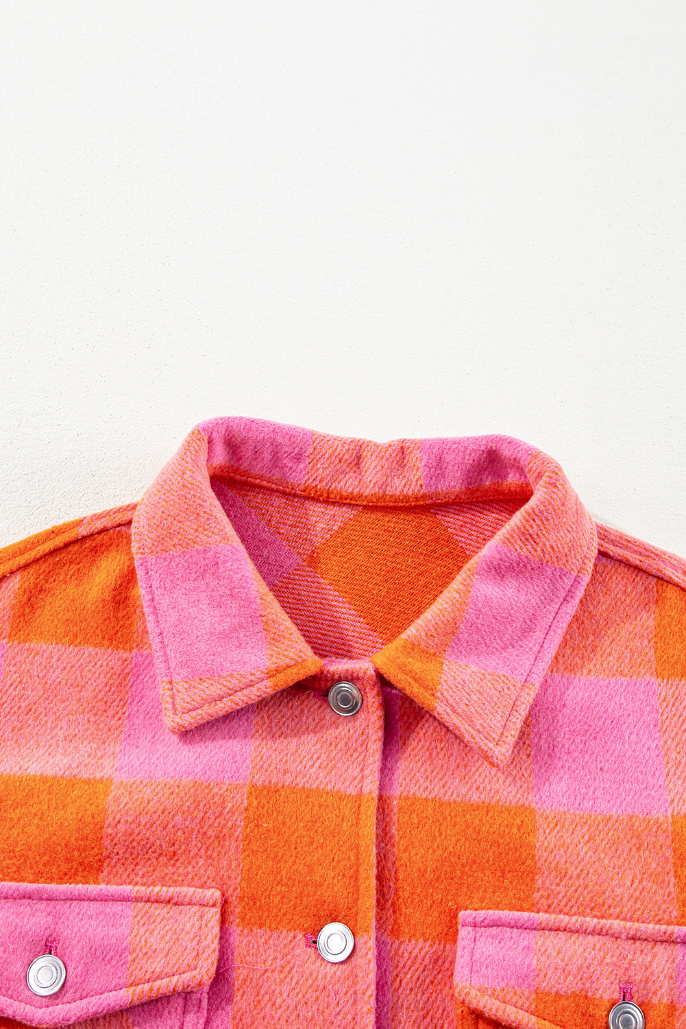 Orange Plaid Chest Pockets Button-up Turn Down Collar Jacket Jackets JT's Designer Fashion