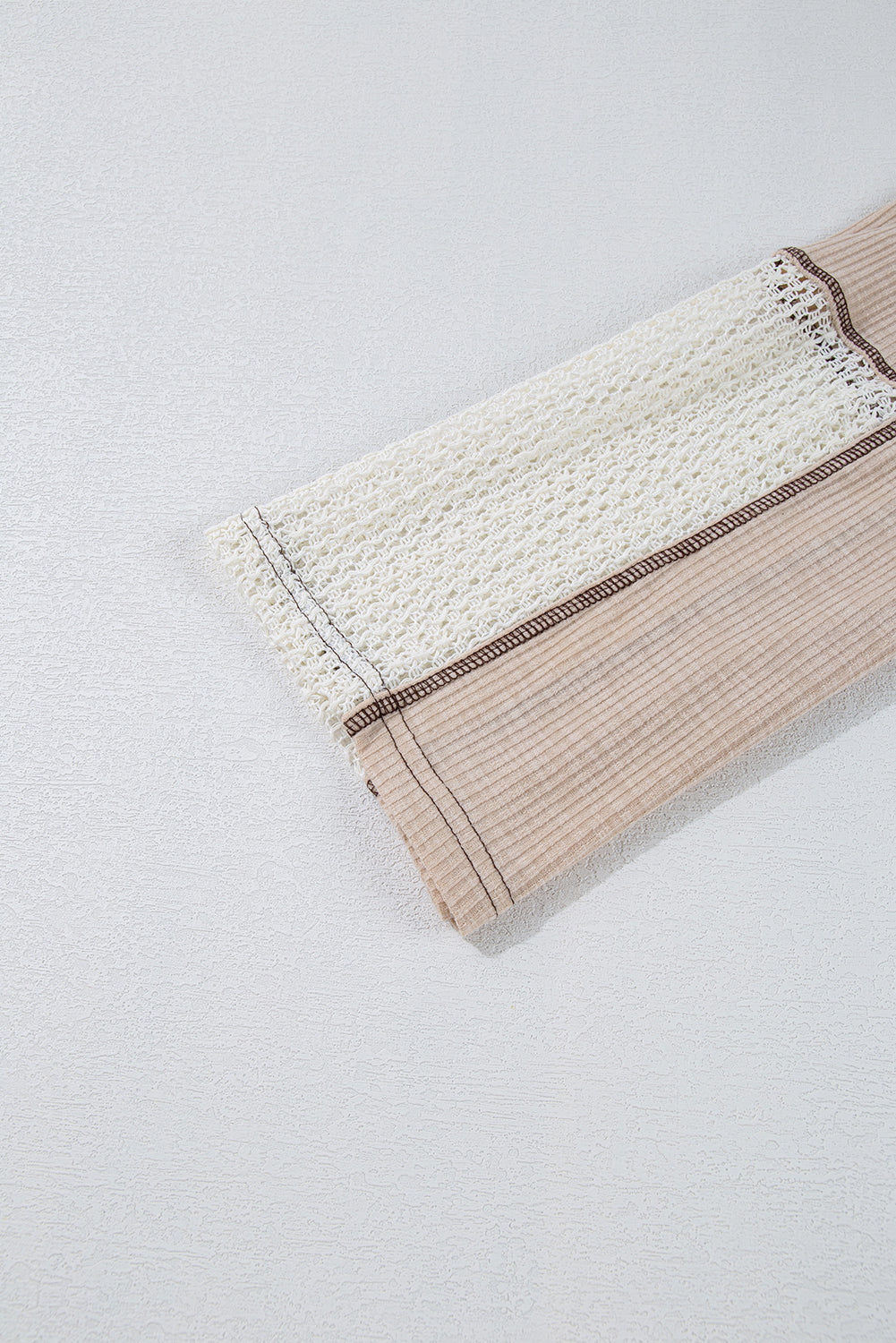 Parchment Crochet Detail Exposed Seam High Low Loose Top Long Sleeve Tops JT's Designer Fashion