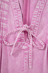 Bonbon Mineral Wash Pleated Bust V Neck Sleeveless Denim Romper Jumpsuits & Rompers JT's Designer Fashion