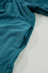Blue Corduroy Snap Buttons Empire Waist Bracelet Sleeve Dress Mini Dresses JT's Designer Fashion