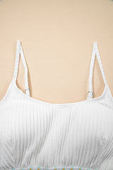 White Textured Contrast Banding Bikini High Waist 2pcs Swimsuit High Waisted Swimsuit JT's Designer Fashion