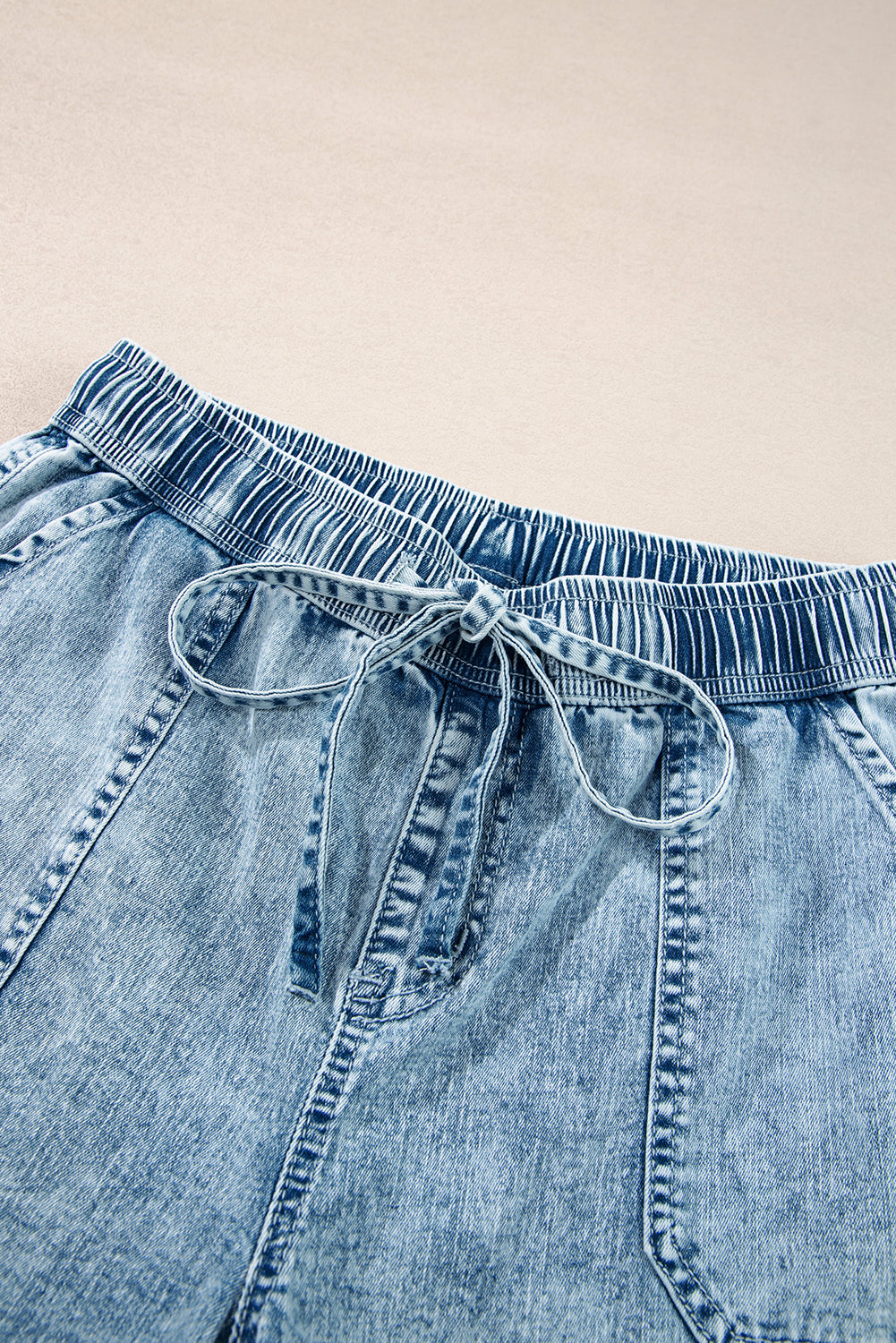 Myosotis Mineral Wash Drawstring Waist Loose Straight Denim Pants Jeans JT's Designer Fashion