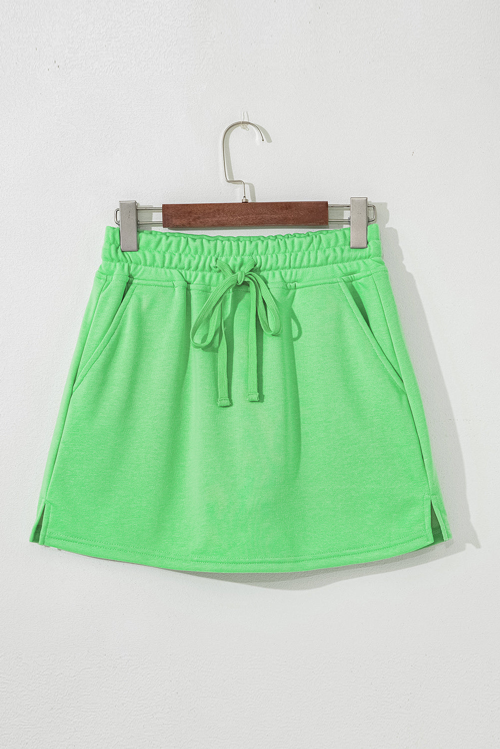 Light Green French Terry Drawstring Mini Skort with Pockets Skirts & Petticoat JT's Designer Fashion