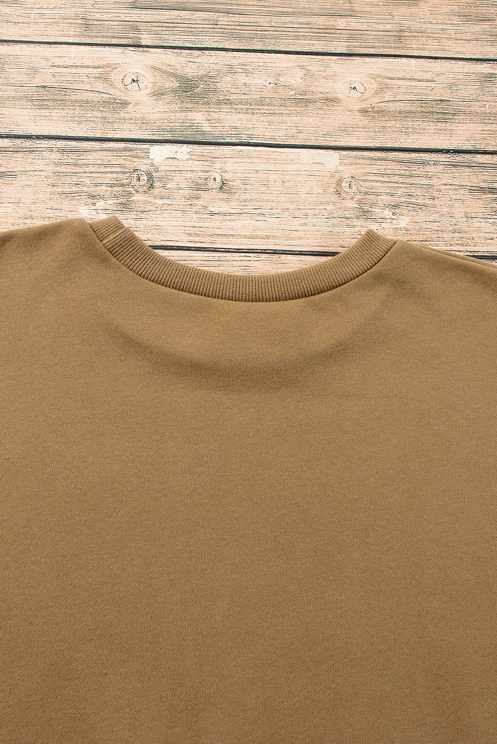 Camel Solid Fleece Lined Drop Shoulder High Low Sweatshirt Sweatshirts & Hoodies JT's Designer Fashion