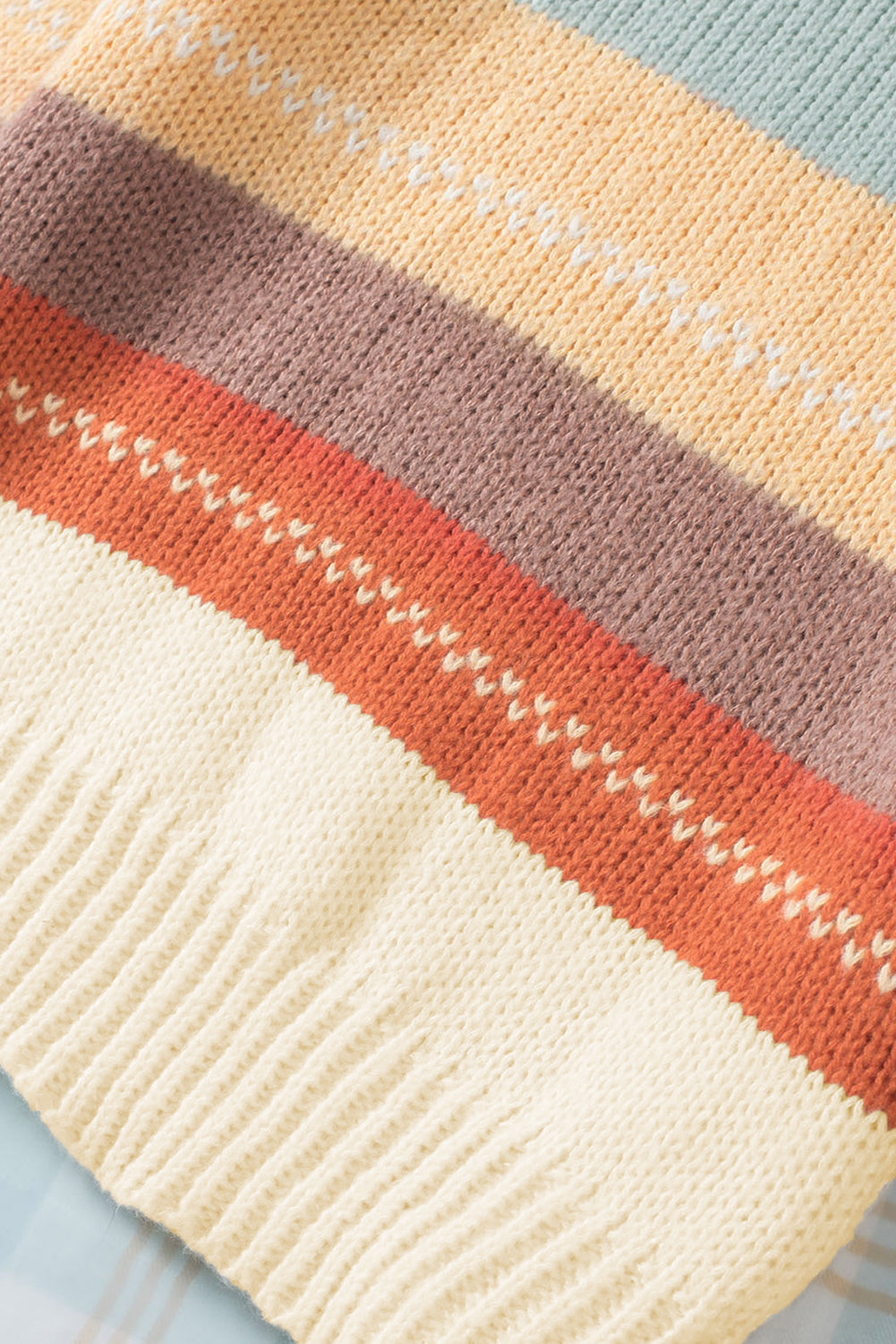 Crew Neck Drop-shoulder Striped Color Block Sweater Sweaters & Cardigans JT's Designer Fashion