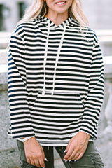 Stripe Kangaroo Pocket Drawstring Hoodie Sweatshirts & Hoodies JT's Designer Fashion