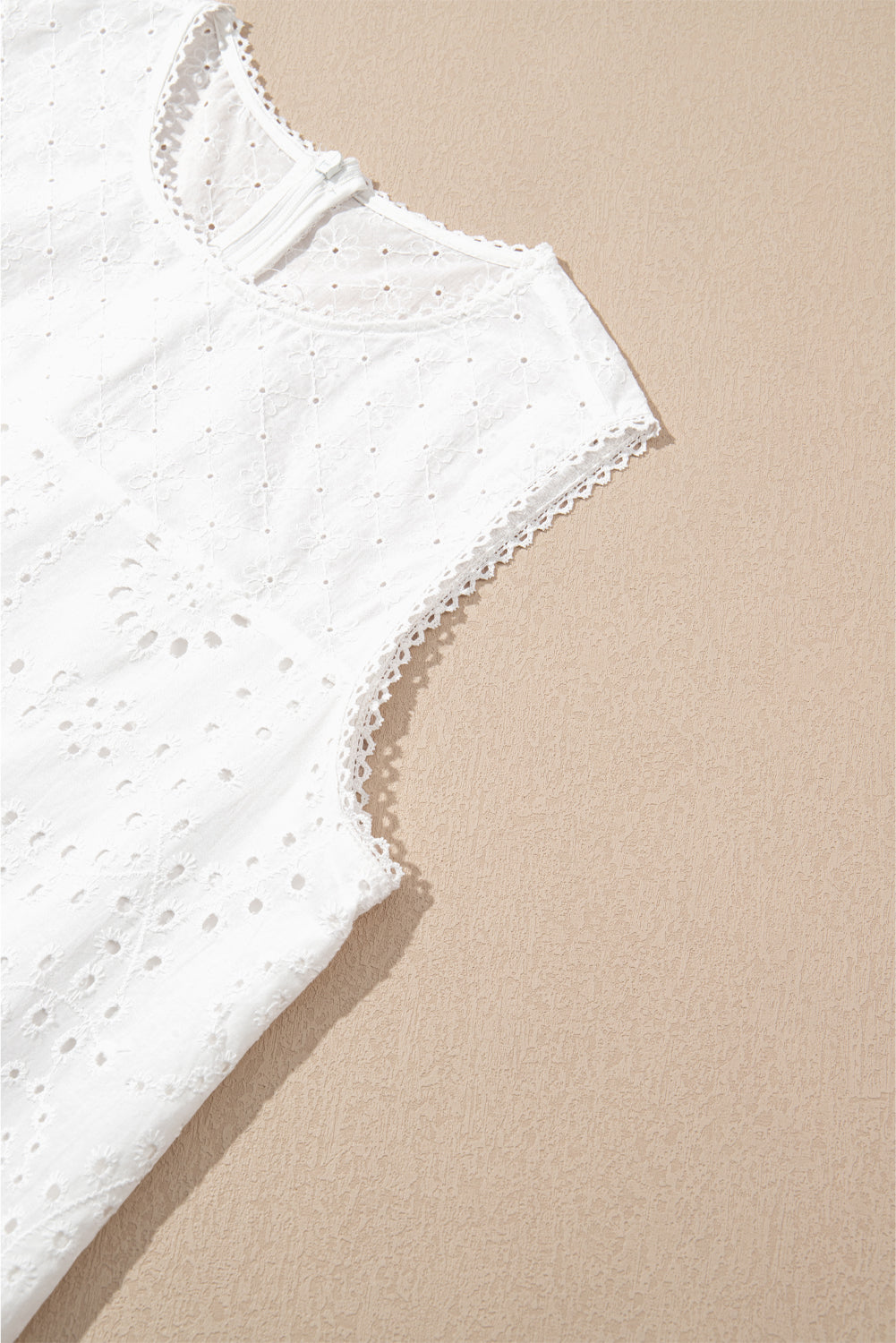 White Floral Eyelet Embroidered Sleeveless Shift Dress Mini Dresses JT's Designer Fashion