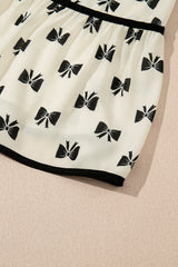 White Bow Knot Color Contrast Trim Knotted Shoulder Mini Dress Mini Dresses JT's Designer Fashion