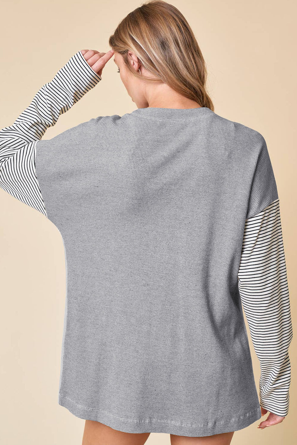 Black Stripe Colorblock Patchwork Open Front Cardigan with Pocket Cardigans JT's Designer Fashion
