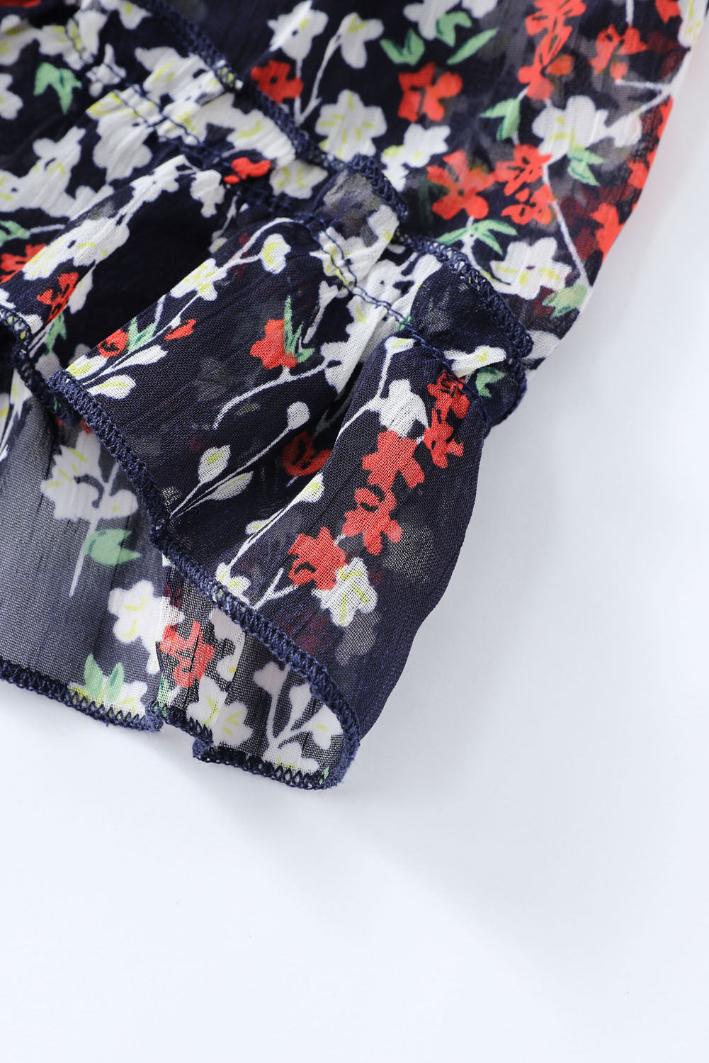 Blue Ruffle Detailing Open Back Floral Dress Floral Dresses JT's Designer Fashion