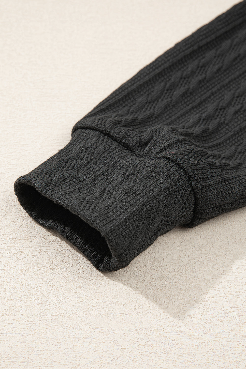 Black Textured Knit Side Pockets Open Front Cardigan Cardigans JT's Designer Fashion