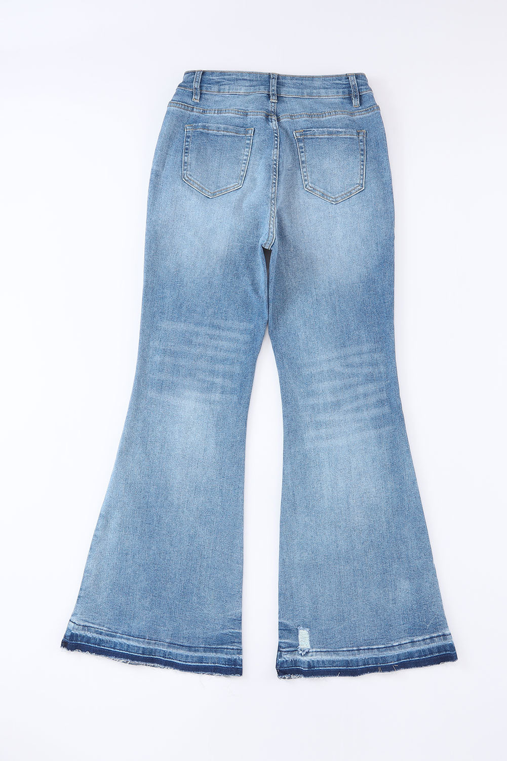 Sky Blue High Waist Buttoned Distressed Flared Jeans Jeans JT's Designer Fashion