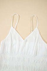 White Spaghetti Straps High Waist Elegant Long Dress Maxi Dresses JT's Designer Fashion