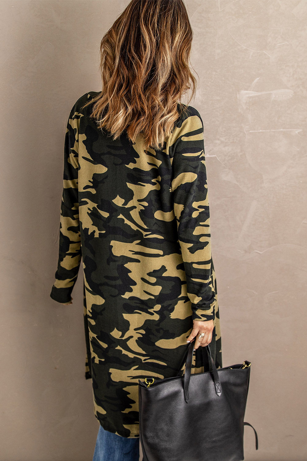 Green Camo Print Long Cardigan Sweaters & Cardigans JT's Designer Fashion