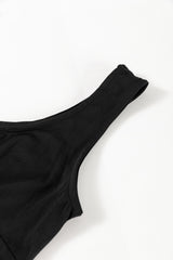 Black Sleeveless Scoop Neck Flared Split Midi Dress Midi Dresses JT's Designer Fashion