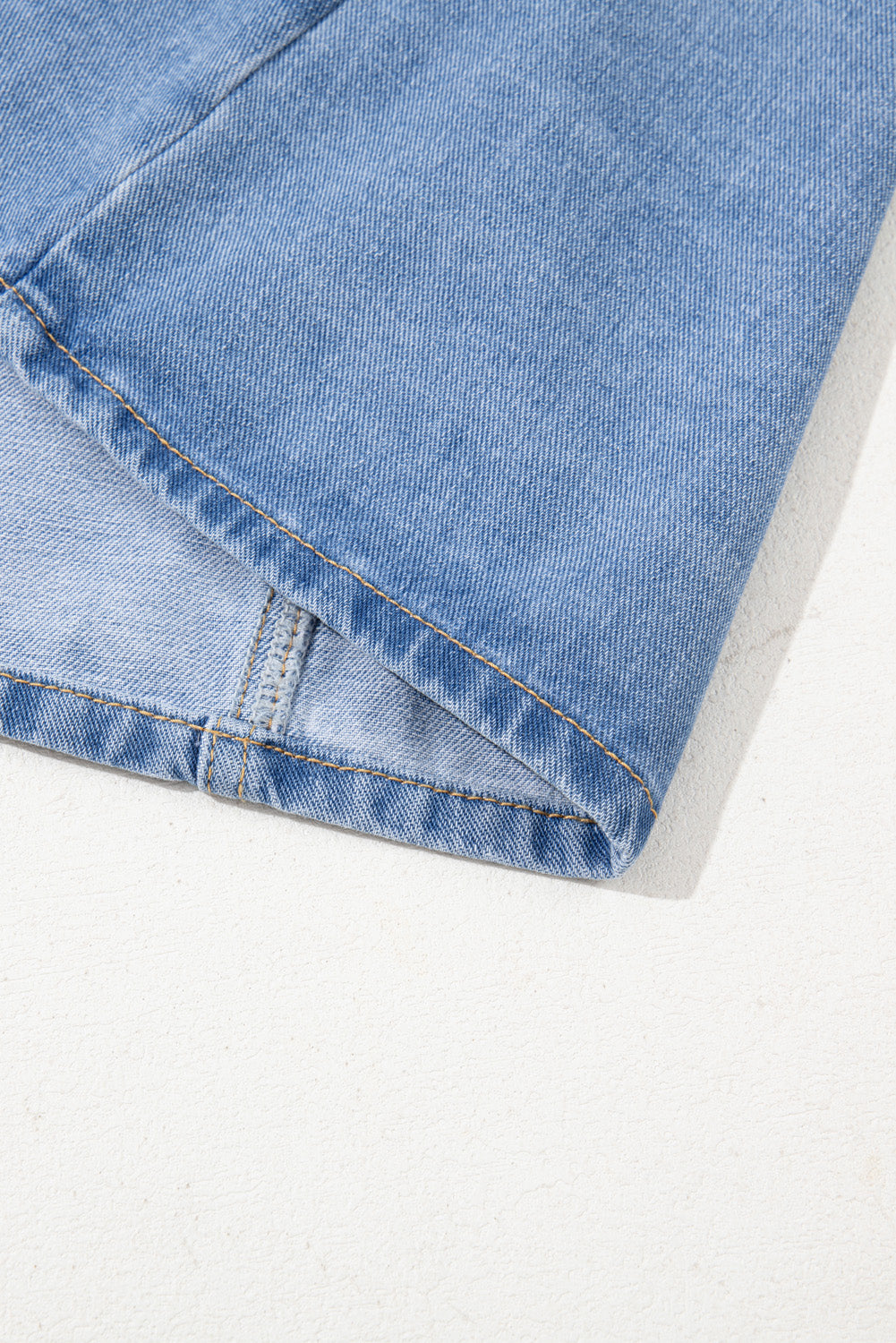 Beau Blue Wide Strap Button Front Pocketed Denim Mini Dress Mini Dresses JT's Designer Fashion