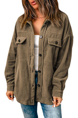 Turn Down Collar Buttoned Shirt Jacket Jackets JT's Designer Fashion