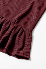 Red Dahlia Solid Color Ribbed Ruffle Tank Top and Pants Set Pant Sets JT's Designer Fashion