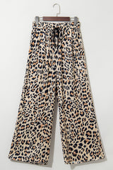 Parchment Leopard Drawstring Flowy Wide Leg Pants Pants & Culotte JT's Designer Fashion