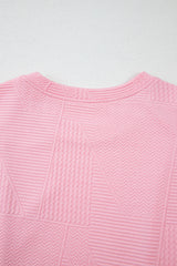 Pink Textured Pearled Ruffled Sleeve Wide Leg Pants Set Pant Sets JT's Designer Fashion