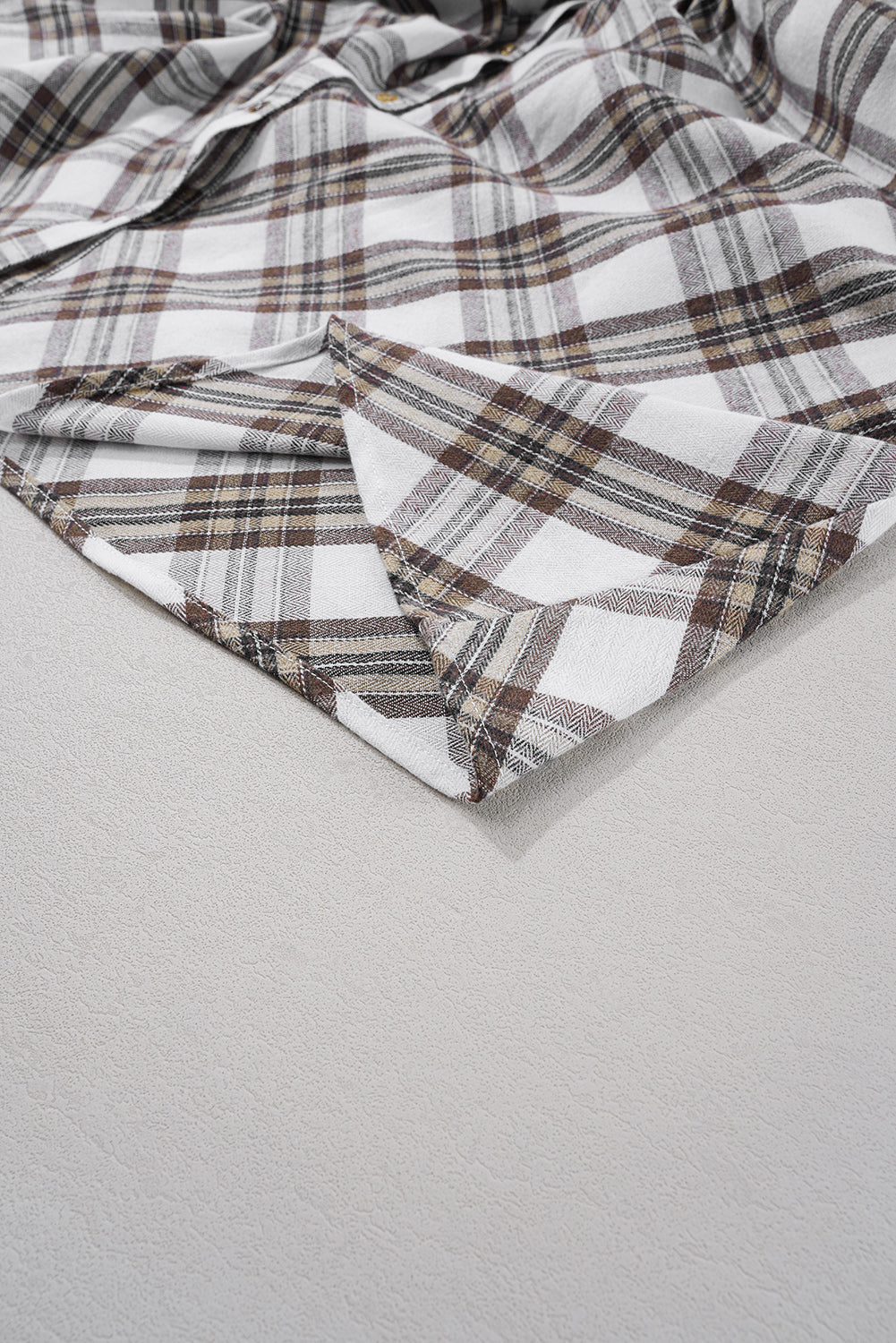 White Plaid Bubble Sleeve Flowy Shirt Dress Mini Dresses JT's Designer Fashion