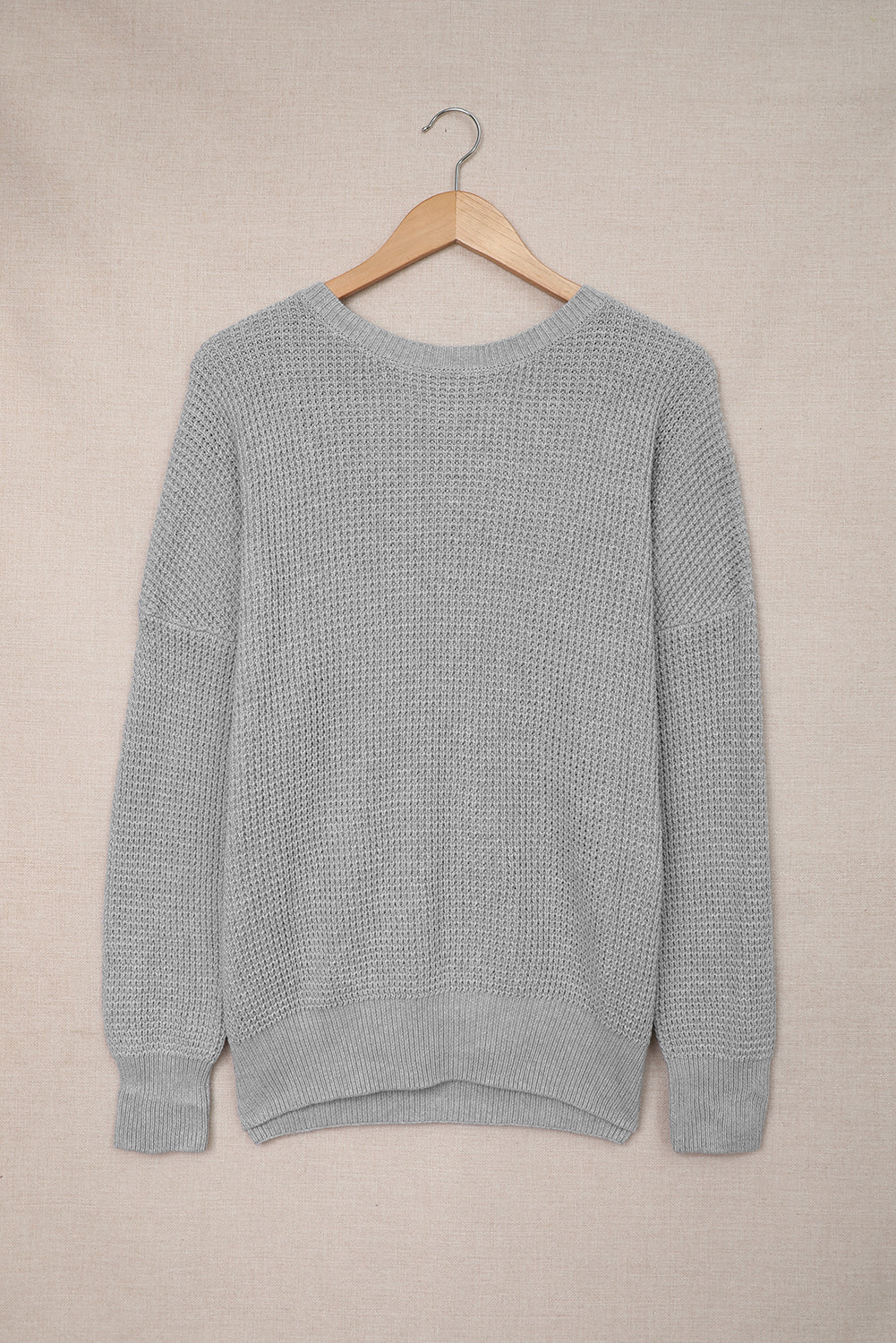 Gray Cross Back Hollow-out Sweater Sweaters & Cardigans JT's Designer Fashion