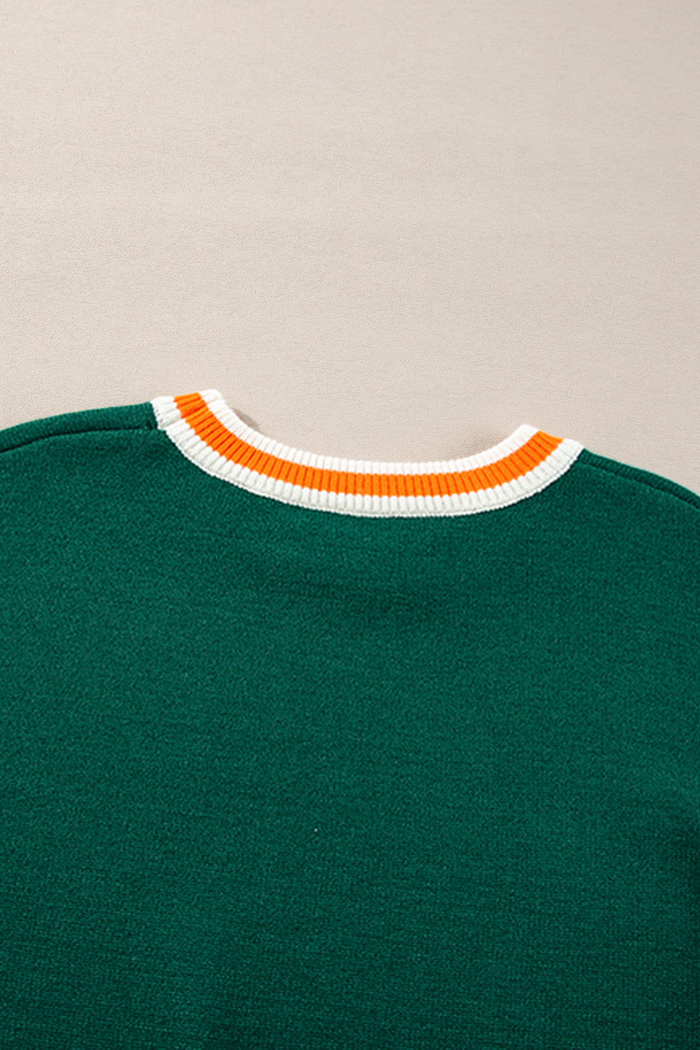 Blackish Green Colorblock Striped Trim Drop Shoulder Sweater Sweaters JT's Designer Fashion