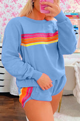 Beau Blue Accent Pullover and Shorts Two Piece Casual Set Short Sets JT's Designer Fashion