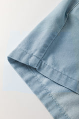 Beau Blue Washed Chambray Drawstring Elastic Waist Plus Size Shorts Plus Size Bottoms JT's Designer Fashion