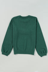 Blackish Green Pearl Beaded Merry Casual Sweater Sweaters JT's Designer Fashion