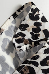 Multicolour Button Striped Collar Leopard Print Long Sleeve Flared Dress Mini Dresses JT's Designer Fashion