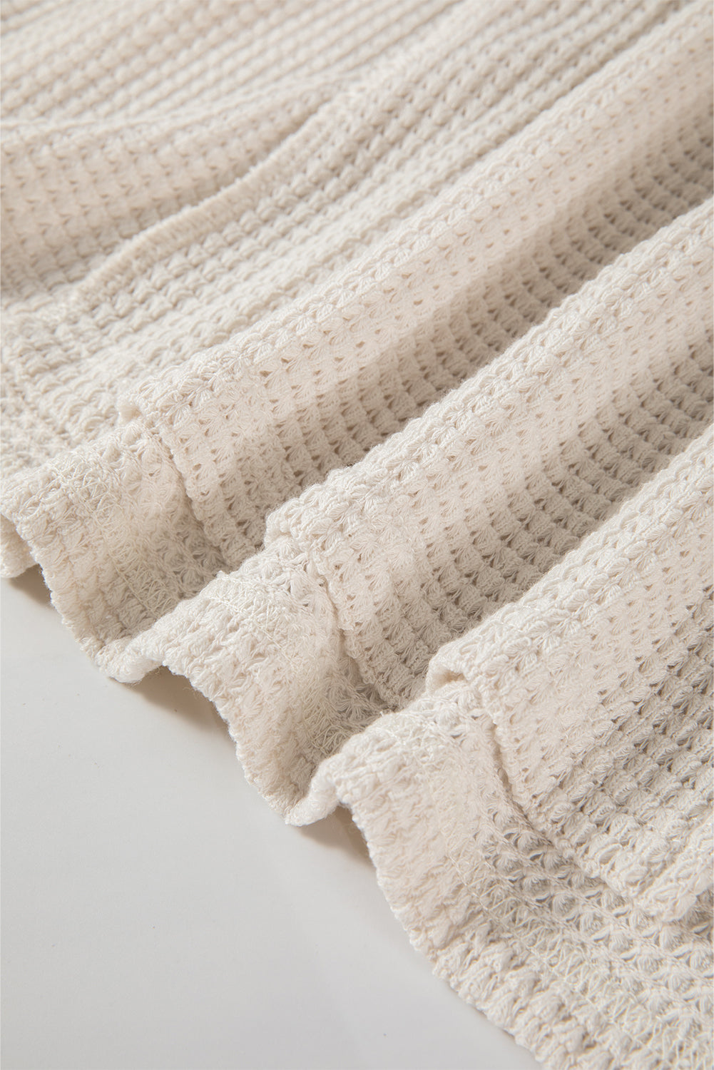 Apricot Waffle Knit Splits Batwing Sleeve Oversized Top Long Sleeve Tops JT's Designer Fashion