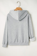 Light Grey Solid Color Fleece Lined Drawstring Hoodie with Pocket Sweatshirts & Hoodies JT's Designer Fashion